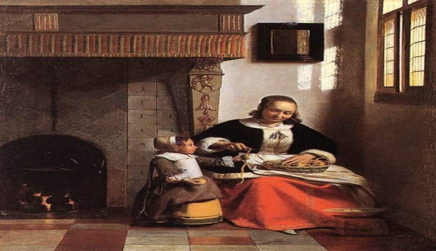 Pieter de Hooch – Ev İçinde Elma Soyan Kadın (1663)