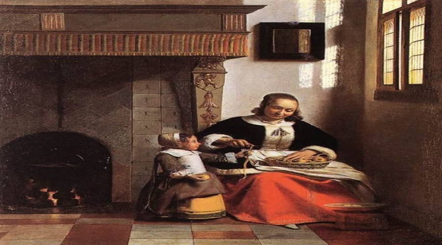 Pieter de Hooch – Ev İçinde Elma Soyan Kadın (1663)